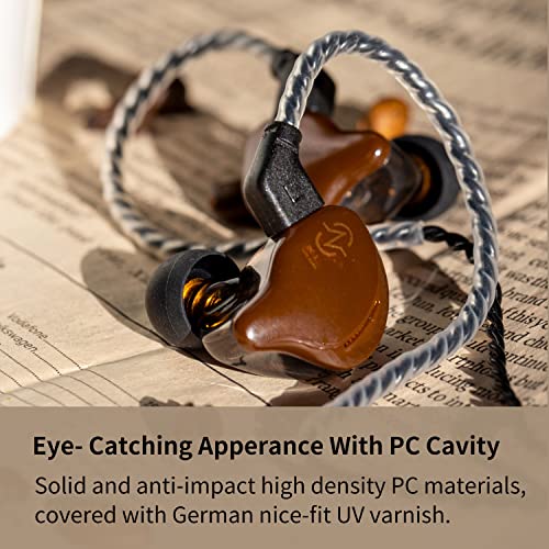 ccz in Ear Monitor, Coffee Bean IEM Wired Earbuds with Wires,Keephifi Audiophile Headphones Dual Dynamic Driver Noise Cancelling Earbuds,in Ear Earphones for School Musicians Singer(Black no mic)