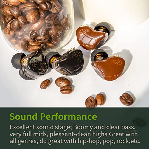 ccz in Ear Monitor, Coffee Bean IEM Wired Earbuds with Wires,Keephifi Audiophile Headphones Dual Dynamic Driver Noise Cancelling Earbuds,in Ear Earphones for School Musicians Singer(Black no mic)