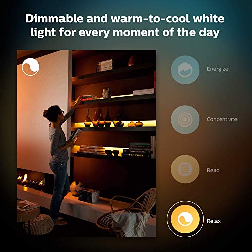 Philips Hue Starter Lightstrip Kit (6ft/2m Lightstrip Base Kit with Plug + Hue Bridge), White