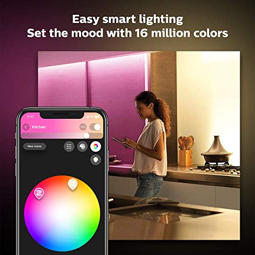 Philips Hue Starter Lightstrip Kit (6ft/2m Lightstrip Base Kit with Plug + Hue Bridge), White