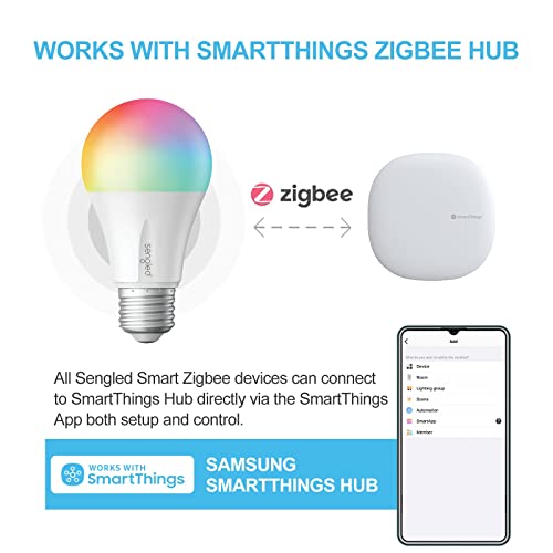 Sengled Zigbee Smart Light Bulbs, Smart Hub Required, Works with SmartThings and Echo with Built-in Hub, Voice Control with Alexa and Google Home, Color Changing 60W Eqv. A19 Alexa Light Bulb, 2 Pack