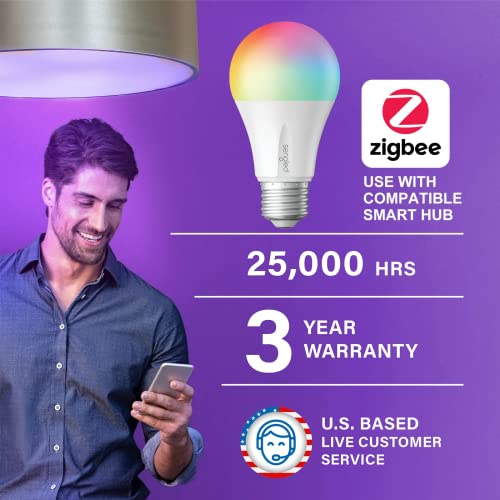 Sengled Zigbee Smart Light Bulbs, Smart Hub Required, Works with SmartThings and Echo with Built-in Hub, Voice Control with Alexa and Google Home, Color Changing 60W Eqv. A19 Alexa Light Bulb, 2 Pack