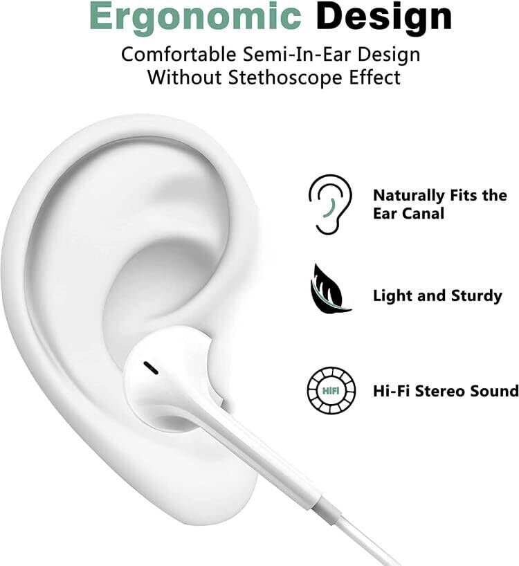 2 Pack Wired Earbuds with Microphone, In Ear Earphones HiFi Stereo, Powerful Bass, 3.5mm Headphone Plug for iPhone, iPad, Samsung, Android, MP3, Laptop, Computer, Tablet, Most 3.5mm Jack Audio Devices