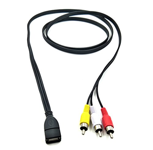 Duttek USB to RCA Cable,3 RCA to USB Cable,AV to USB, USB 2.0 Female to 3 RCA Male Video A/V Camcorder Adapter Cable for TV/Mac/PC 5feet/1.5M