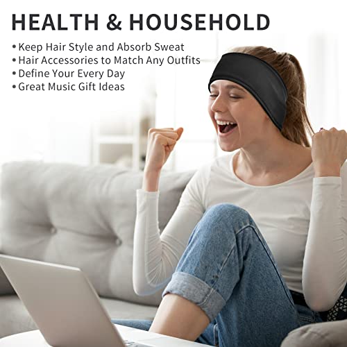 ASIILOVI Bluetooth Headband Headphones for Sleeping, Sleeping Headphones with HD 2-Parts Speakers and Mic for Nap Calling Running Yoga Daily Wear, Music Gift Ideas(Not for Side Sleepers)-Black