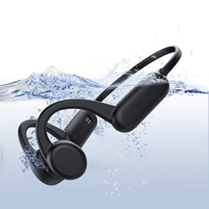 bone conduction bluetooth headphones swimming headphones ipx 8 waterproof open ear wireless sport headsets with mp3 play 8 g memory for running working (black)