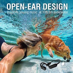 Bone Conduction Bluetooth Headphones Swimming Headphones IPX 8 Waterproof Open Ear Wireless Sport Headsets with MP3 Play 8 G Memory for Running Working (Black)