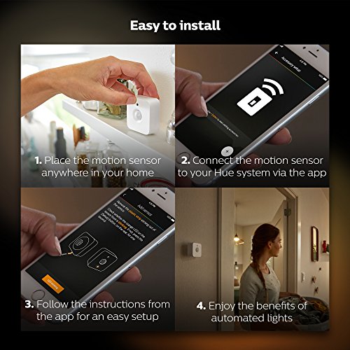 Philips Hue Smart Motion Sensor (Installation-Free Exclusive for Philips Hue Lights), White, Model:473389