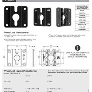 MS1638BLK Outdoor Quick Disconnect Wall Plate TV Mounts, Easy On/Off (Replaces MS1066BLK)