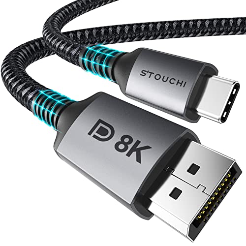 Stouchi USB C to DisplayPort 1.4 8K Cable 2M/6.6Ft Thunderbolt 4/3 to DP 4K@144Hz/120Hz 5K@60Hz 2K@240Hz HBR3 Adapter for iPad Pro M2, 2021 MacBook Pro, M1 Mac Mini, Dell XPS