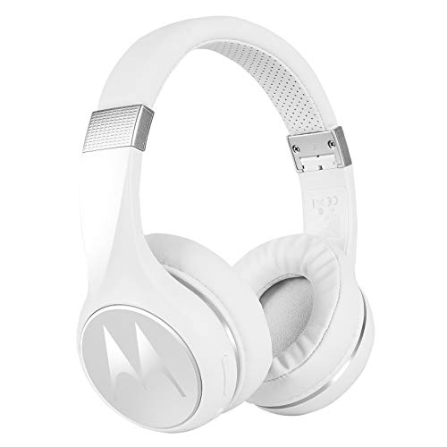 Motorola Escape 220 Passive Noise Canceling Headphones | Bluetooth Headphones with Microphone | Wireless Headphones with 24 Hour Battery Life | Voice Assistant Compatible Headphones (White)