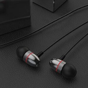 Betron ELR50 in Ear Headphones Earphones Wired with Noise Isolating Earbuds Tangle Free Cord Lightweight Carry Case Soft Ear Buds 3.5mm Plug, Black