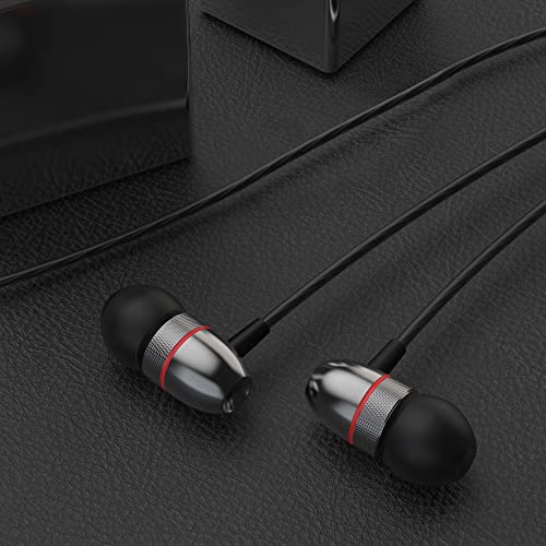 Betron ELR50 in Ear Headphones Earphones Wired with Noise Isolating Earbuds Tangle Free Cord Lightweight Carry Case Soft Ear Buds 3.5mm Plug, Black