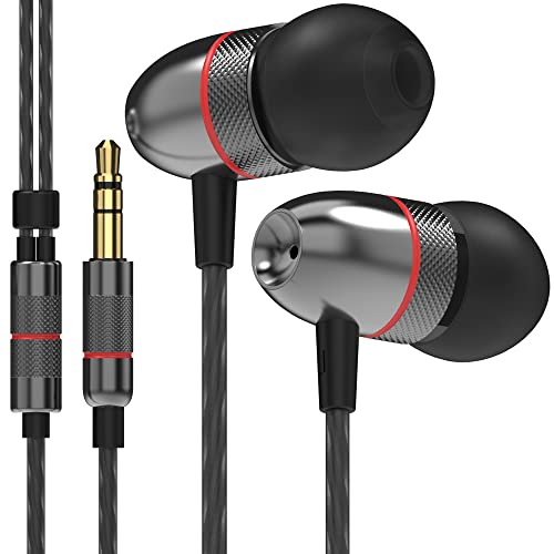 Betron ELR50 in Ear Headphones Earphones Wired with Noise Isolating Earbuds Tangle Free Cord Lightweight Carry Case Soft Ear Buds 3.5mm Plug, Black