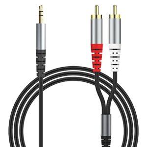 rca to 3.5mm aux cable, (1.5m/4.9feet) 3.5mm 1/8 to rca 2-male headphone jack adapter y splitter premium stereo audio cord for smartphones, tablets, hdtv,or mp3 players, speakers