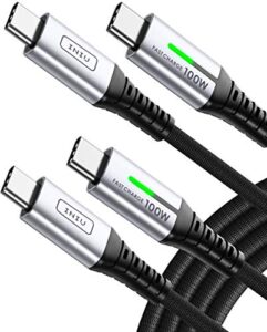 usb c cable, iniu 100w pd 5a qc fast charging usb c to usb c cable, nylon braided type c data cord usb-c phone charger for samsung s21 note 10 ipad pro macbook tablets lg google etc.