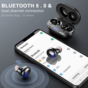 Wireless Earbud, Bluetooth Headphones 5.0 Noise Cancelling Stereo in-Ear Earphones, Touch Control, IP7 Waterproof Sport Mini Bluetooth Earbud with HD Mic, Quickly Charge Headset for Running Workout