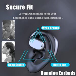 Over Ear Open Ear Earbuds Wrap Around with Ear Hook Wireless Bluetooth Bone Conduction Headphones Out of Ear Running Earbuds with Earhooks Sport Workout Earclip Wireless Bluetooth