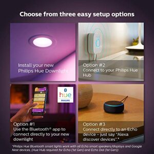 Philips Hue White & Color Ambiance 4-Pack Smart Retrofit Recessed Downlight 4", Bluetooth & Zigbee Compatible (Hue Hub Optional), Smart Ceiling Lighting