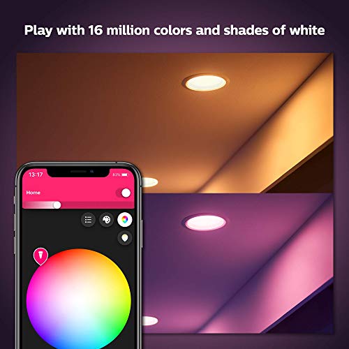 Philips Hue White & Color Ambiance 4-Pack Smart Retrofit Recessed Downlight 4", Bluetooth & Zigbee Compatible (Hue Hub Optional), Smart Ceiling Lighting