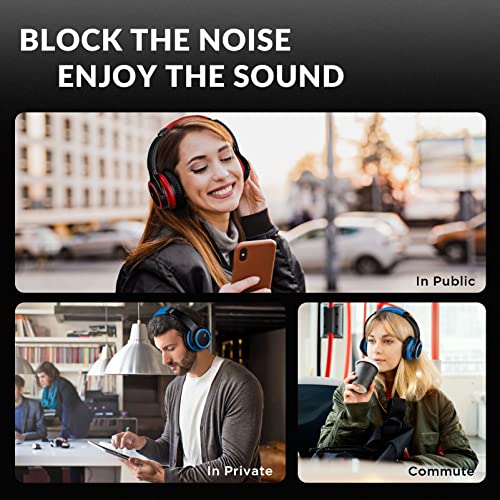 PurelySound E7 Pro Active Noise Cancelling Headphones, Over-Ear Bluetooth Headphones with Mic, Rich Deep Bass, Long Battery Life, Comfortable - Black