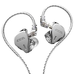 cca cs16 in-ear monitors, 16ba reference hifi stereo iem wired earphones/earbuds/headphones with detachable cable 2pin for musician audiophile (without mic, silver)