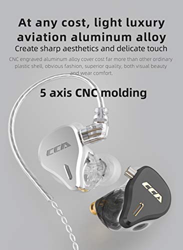 CCA CS16 in-Ear Monitors, 16BA Reference HiFi Stereo IEM Wired Earphones/Earbuds/Headphones with Detachable Cable 2Pin for Musician Audiophile (Without Mic, Silver)