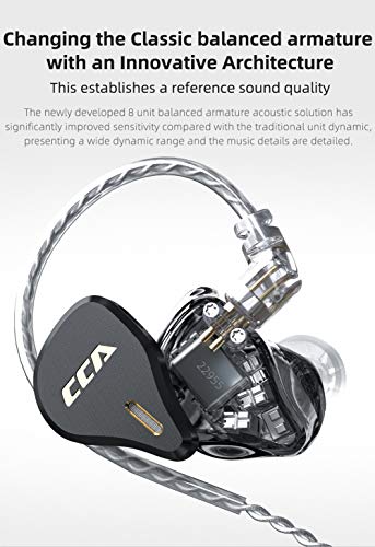 CCA CS16 in-Ear Monitors, 16BA Reference HiFi Stereo IEM Wired Earphones/Earbuds/Headphones with Detachable Cable 2Pin for Musician Audiophile (Without Mic, Silver)