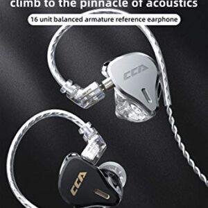 CCA CS16 in-Ear Monitors, 16BA Reference HiFi Stereo IEM Wired Earphones/Earbuds/Headphones with Detachable Cable 2Pin for Musician Audiophile (Without Mic, Silver)