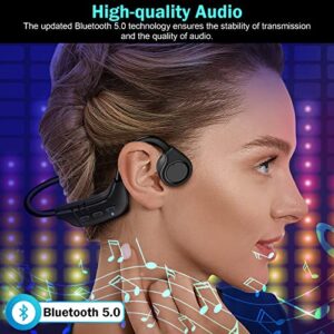 Bone Conduction Headphones, Open Ear Bluetooth Headphones with Mic Wireless Headphones MP3 Player with Built in 8GB Memory, IP68 Waterproof Sport Headsets for Running, Cycling, Driving, Workout