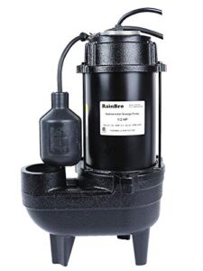 rainbro 1/2 hp cast iron submersible sewage pump with 10 ft. piggy back tether float switch, model# cse050