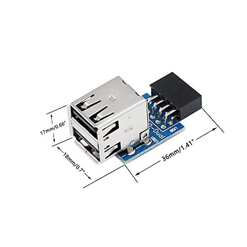 SinLoon 9pin USB 2.0 Female Pin Dual 2 Port USB Motherboard Header Adapter-Dual Layer Type for PC (Dual)