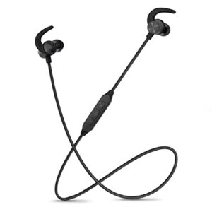 motorola bluetooth sport neckband sp105 in-ear wireless headphones with mic for clear phone calls – ipx5 sweat resistant, light tangle-free design for active lifestyle, ear fins for secure fit – black