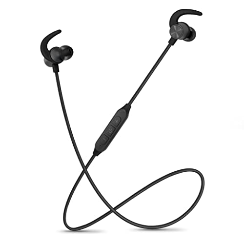 Motorola Bluetooth Sport Neckband SP105 In-Ear Wireless Headphones with Mic for Clear Phone Calls - IPX5 Sweat Resistant, Light Tangle-Free Design for Active Lifestyle, Ear Fins for Secure Fit - Black