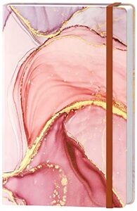 huamxe lined journal notebook, marble hardcover journal for women, medium 5.7 x 8.4 in, 160 pages thick paper, cute aesthetic a5 college ruled notebook for journaling writing work office school, pink