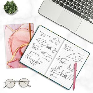 Huamxe Lined Journal Notebook, Marble Hardcover Journal for Women, Medium 5.7 x 8.4 in, 160 Pages Thick Paper, Cute Aesthetic A5 College Ruled Notebook for Journaling Writing Work Office School, Pink