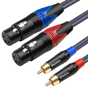 disino dual female xlr to dual rca cable, heavy duty 2-xlr female to 2 rca/phone plug male hifi stereo audio connection microphone cable interconnect lead wire – 10 feet /3 meters