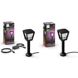 philips hue outdoor smart bundle – (2 econic pathway lights, 40w power supply, extension cord), hub required, compatible with alexa & google assistant