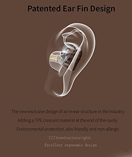 Headphones in Ear Monitor Wired Earbud,1DD HiFi Bass Immersive Sound Earphones, for Drummer Musicians Singer Stage Earbuds Gym Workout Running Patented Eartips Headset, CCZ Coffee Bean (Black Mic)