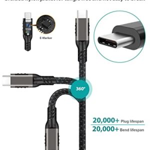 Elfesoul USB C to USB C Cable 10ft, USB C 3.2 Gen 2 Cable 20Gbps Data Transfer USB C Cable 100W PD Fast Charging Cable for MacBook Pro, iPad Pro, Galaxy S22, Nylon Braided, Black.