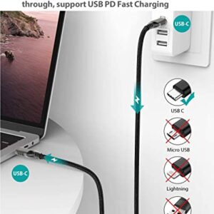 Elfesoul USB C to USB C Cable 10ft, USB C 3.2 Gen 2 Cable 20Gbps Data Transfer USB C Cable 100W PD Fast Charging Cable for MacBook Pro, iPad Pro, Galaxy S22, Nylon Braided, Black.