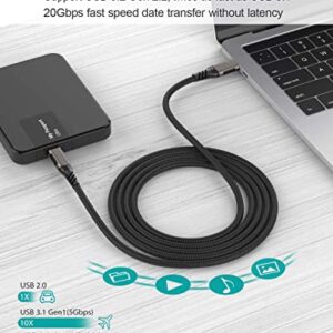 Elfesoul USB C to USB C Cable 10ft, USB C 3.2 Gen 2 Cable 20Gbps Data Transfer USB C Cable 100W PD Fast Charging Cable for MacBook Pro, iPad Pro, Galaxy S22, Nylon Braided, Black.