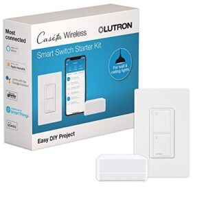 lutron caseta smart switch starter kit | compatible with alexa, apple homekit, and the google assistant | p-bdg-pkg1ws | white