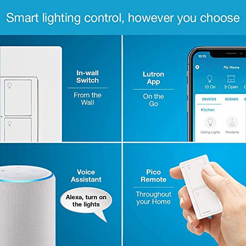 Lutron Caseta Deluxe Smart Switch Kit | Compatible with Alexa, Apple HomeKit, and the Google Assistant | P-BDG-PKG2WS-WH | White