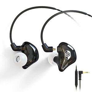 basn bsinger pro in-ear monitors hybrid dynamic dual drivers two detachable mmcx cables musicians in-ear earbuds headphones (black)