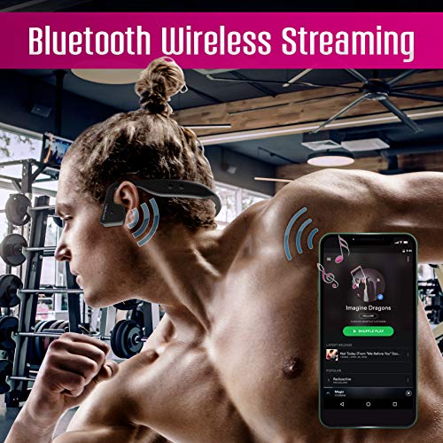 Bluetooth Bone Conduction Headphones - Open Ear Stereo Sport Running Headset w/ Revolutionary Bone Induction Technology for Smart Cycling and Sports, Wireless Bluetooth Audio,Black (PSWBT550.5)