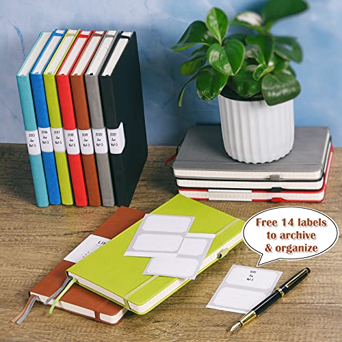 7 Pack Lined Journal Notebook, Hardcover PU Leather Notebook for Men Women, 100 GSM Thick Numbered Pages with Index Content, Inner Pockets, Bookmarks, A5 Ruled Writing Journal Bulk (Multicolor)