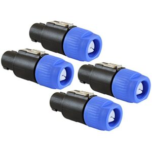 GLS Audio Speaker Plug Twist Lock 4 Pole Speaker Plug Compatible with Neutrik Speakon NL4FC, NL4FX, NLT4X, NL2FC - 4 Pack