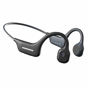 bone conduction headphone/earbuds bluetooth, open ear wireless sports ip56 waterproof earphone/headset with mic&reflective strips behind the head for workouts driving jogging and audiobooks (black)