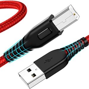 2Pack Red USB Printer Cable,6ft/2 Meter USB Printer Cord, High Speed USB 2.0 Type A Male to B Male Scanner Cord, Compatible with HP, Canon, Dell, Epson, Lexmark, Xerox, Samsung and More